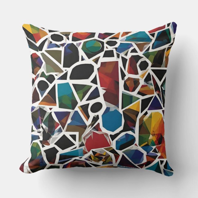 Levendige Abstracte Geometrische Kunst Kussen (Voorkant)