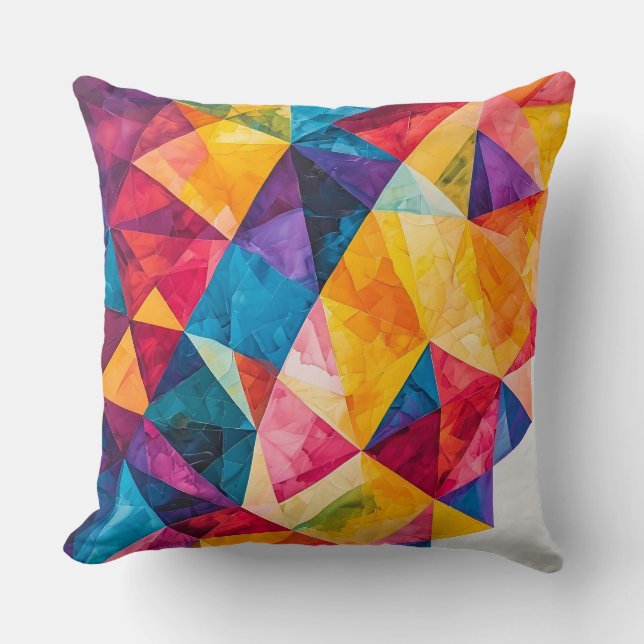 Levendige Abstracte Geometrische Kunst Kussen (Voorkant)