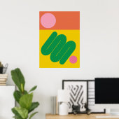 Levendige Abstracte Geometrische Mid-Century Esthe Poster (Thuiskantoor)