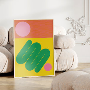 Levendige Abstracte Geometrische Mid-Century Esthe Poster