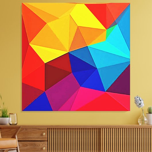 Levendige Abstracte Geometrische Stroomdesign Canvas Afdruk (Insitu (Woonkamer))