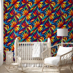 Levendige Abstracte Geometrische Tropische Meerkle Behang