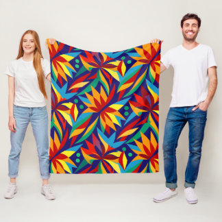 Levendige Abstracte Geometrische Tropische Meerkle Fleece Deken