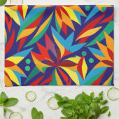 Levendige Abstracte geometrische tropische veelkle Theedoek (Gevouwen)