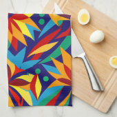 Levendige Abstracte geometrische tropische veelkle Theedoek (Quarter Fold)