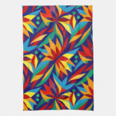 Levendige Abstracte geometrische tropische veelkle Theedoek (Verticaal)