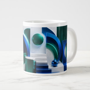 Levendige Abstracte Geometrische Vormen Blauw En T Grote Koffiekop