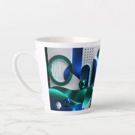 Levendige Abstracte Geometrische Vormen Blauw En T Latte Mok