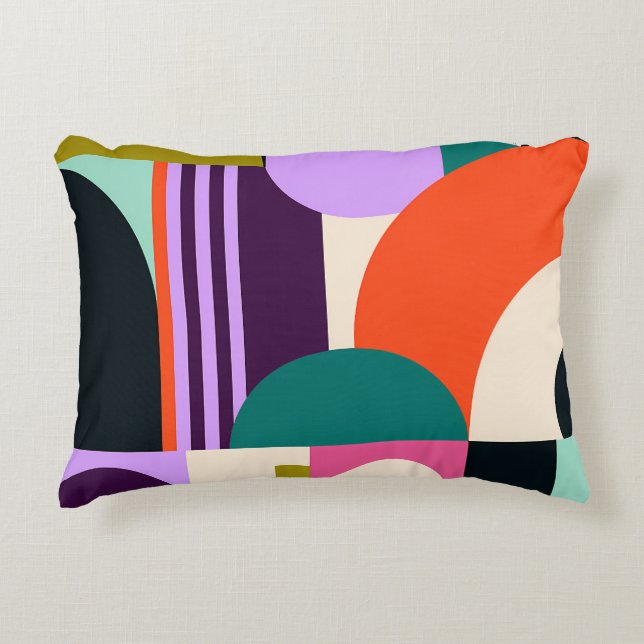 Levendige Abstracte Geometrische Vormen Moderne Kl Accent Kussen (Voorkant)
