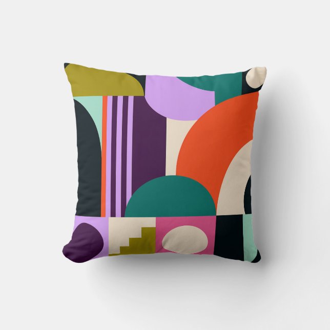 Levendige Abstracte Geometrische Vormen Moderne Kl Kussen (Voorkant)
