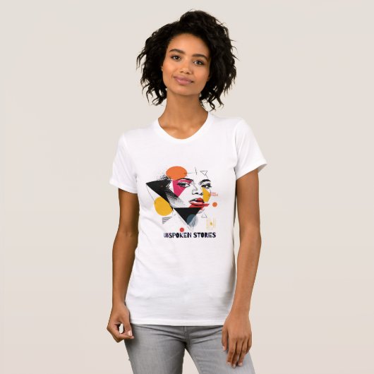 Levendige Abstracte geometrische vrouwen T-shirt k (Voorkant volledig)