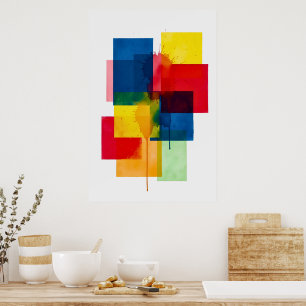 Levendige Abstracte geometrische Waterverf Poster