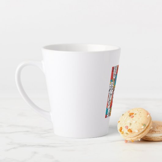 Levendige Abstracte gezichten - Hedendaagse lijnku Latte Mok (In situ)