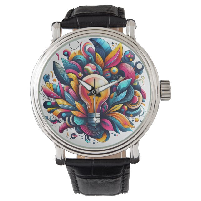 Levendige Abstracte gloeilampexplosie Horloge (Voorkant)