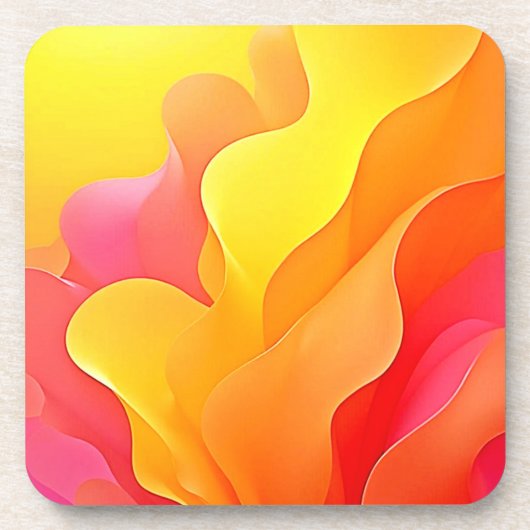 Levendige Abstracte Golf van Warmte Design Bier Onderzetter (Voorkant)
