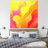 Levendige Abstracte Golf van Warmte Design Canvas Afdruk (Insitu (Slaapkamer))