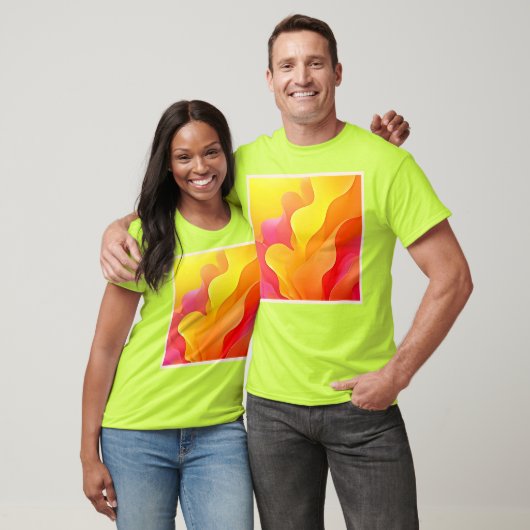 Levendige Abstracte Golf van Warmte Design T-shirt (Unisex)