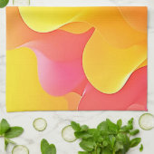 Levendige Abstracte Golf van Warmte Design Theedoek (Gevouwen)