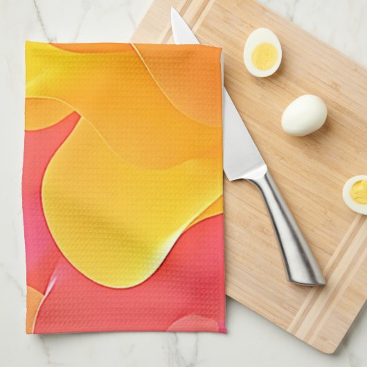 Levendige Abstracte Golf van Warmte Design Theedoek (Quarter Fold)