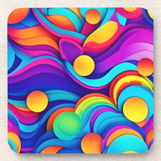 Levendige Abstracte golfkunst Bier Onderzetter (Voorkant)