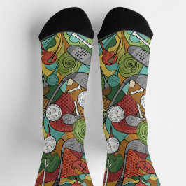 Levendige Abstracte golfkunst: clubs, balletjes en Sokken