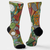 Levendige Abstracte golfkunst: clubs, balletjes en Sokken (Gebogen)