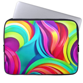 Levendige Abstracte Golven in Dynamische Kleur Laptop Sleeve