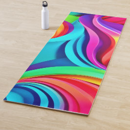 Levendige Abstracte Golven in Dynamische Kleur Yogamat