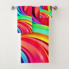 Levendige Abstracte golven in dynamische kleuren Bad Handdoek