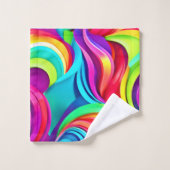 Levendige Abstracte golven in dynamische kleuren Bad Handdoek (Wasdoekje)