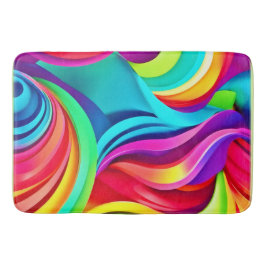 Levendige Abstracte golven in dynamische kleuren Badmat