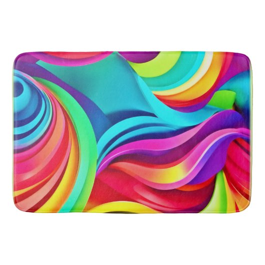 Levendige Abstracte golven in dynamische kleuren Badmat (Voorkant)