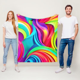 Levendige Abstracte golven in dynamische kleuren Fleece Deken