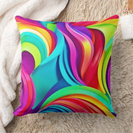 Levendige Abstracte golven in dynamische kleuren Kussen
