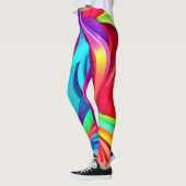 Levendige Abstracte golven in dynamische kleuren Leggings (Links)