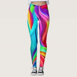 Levendige Abstracte golven in dynamische kleuren Leggings