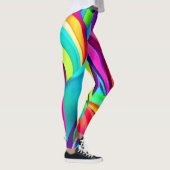 Levendige Abstracte golven in dynamische kleuren Leggings (Rechts)