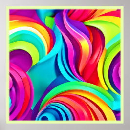 Levendige Abstracte golven in dynamische kleuren Poster