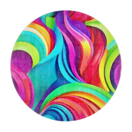 Levendige Abstracte golven in dynamische kleuren Snijplank (Voorkant)