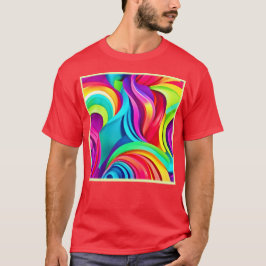 Levendige Abstracte golven in dynamische kleuren T-shirt