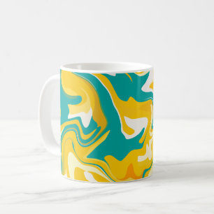 Levendige Abstracte golven in geel en turquoise Koffiemok