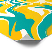 Levendige Abstracte golven in geel en turquoise Poster (Hoek)