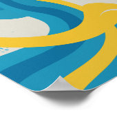 Levendige Abstracte golven van blauw en geel Poster (Hoek)