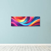 Levendige Abstracte Golven Wall Art – kleurrijk mo Canvas Afdruk (Insitu (Houten vloer))
