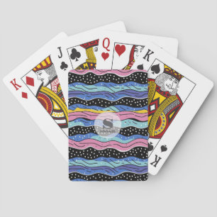Levendige Abstracte Golvende Lijnen met Stippen Pokerkaarten