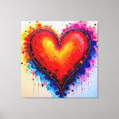 Levendige Abstracte Hart Spat Kunst Canvas Afdruk (Voorkant)