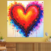 Levendige Abstracte Hart Spat Kunst Canvas Afdruk (Insitu (Woonkamer))