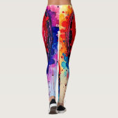 Levendige Abstracte Hart Spatart Leggings (Achterkant)