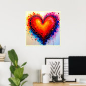 Levendige Abstracte Hart Spatskunst Poster (Thuiskantoor)