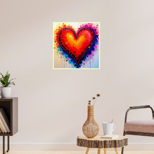 Levendige Abstracte Hart Spatskunst Poster